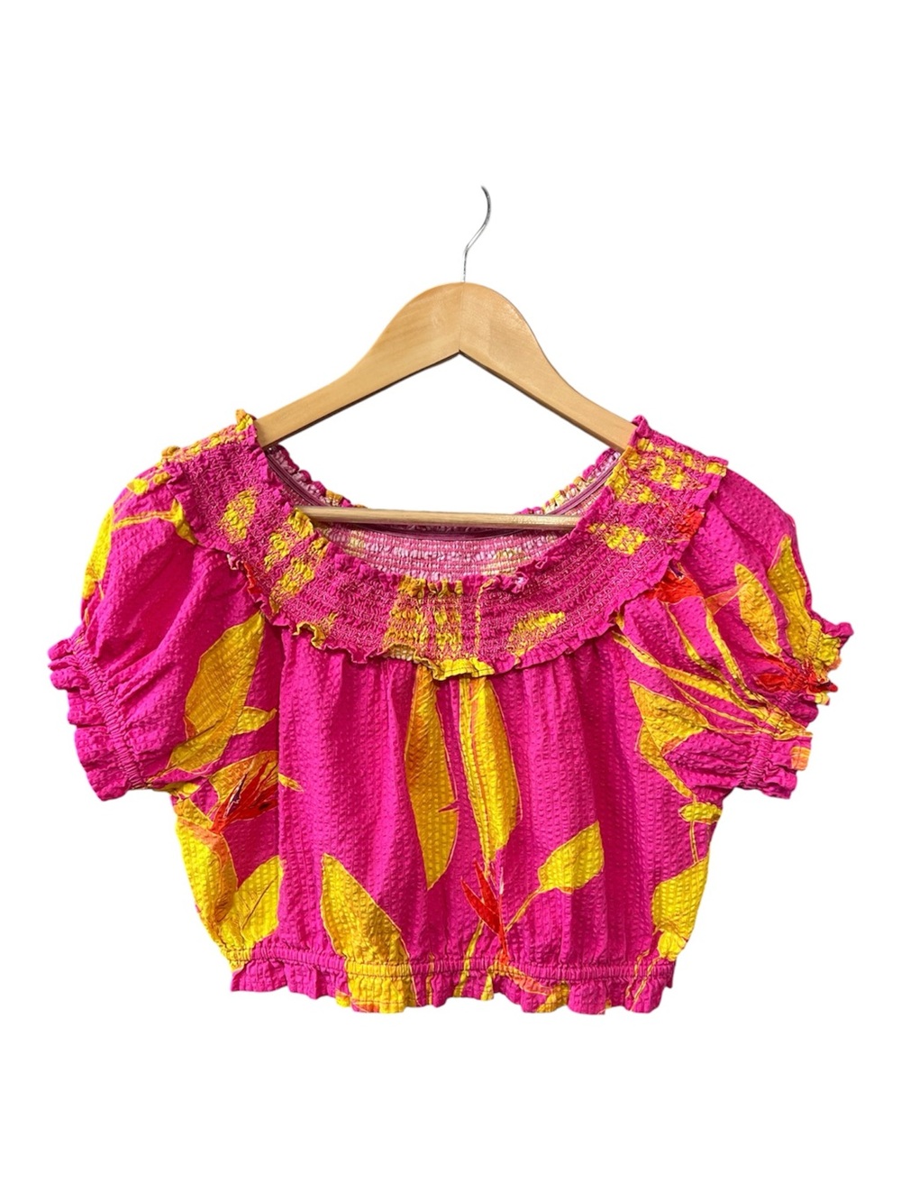 Coniglio Palm Beach Cotton Off Shoulder Floral Crop Top Pink Size XS/S